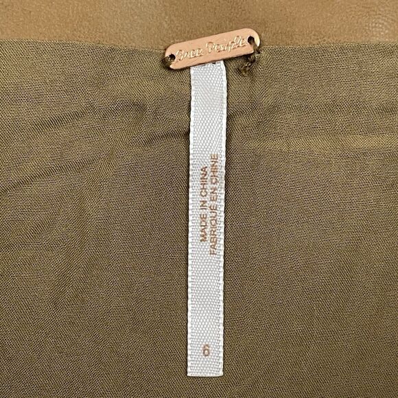 Free People Oh Snap Vegan Leather Mini Skirt Womens Size 6 Tan Brown OB527316 - Picture 2 of 12